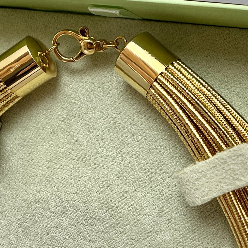 ❤️NEW❤️ 14K ITALIAN GOLD 36 Strands Necklace Oro Mesh Weave Silicone Wrapped - Picture 9 of 11